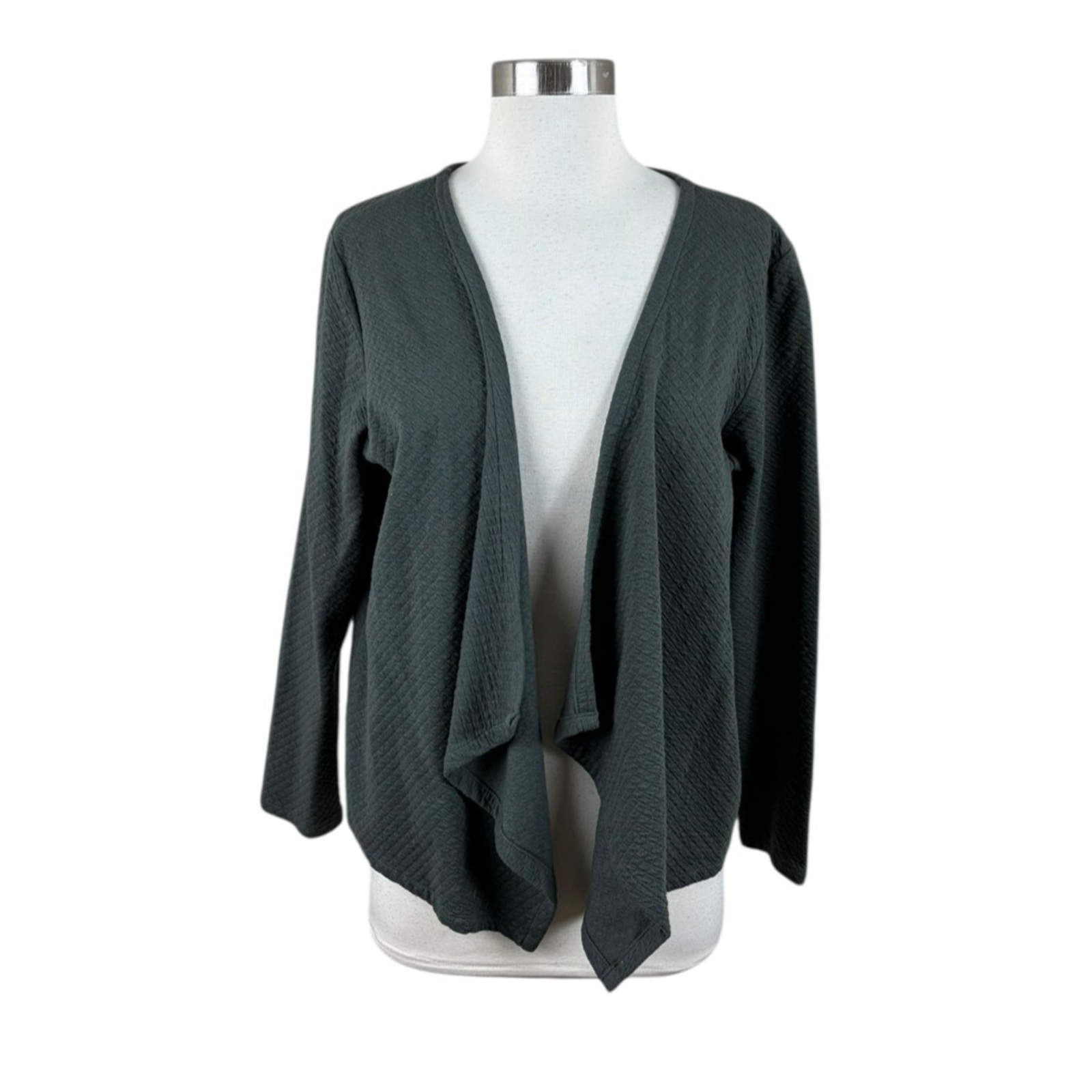 J. Jill Pure Jill New Olive Green Quilted Open Cardigan Topper Size Sp